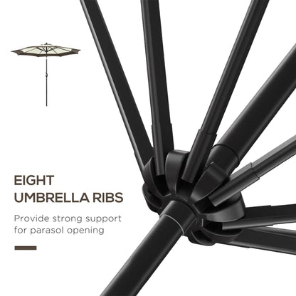 2.7m Garden Parasol Umbrella with 8 Metal Ribs