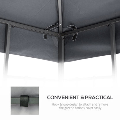 3M Gazebo Top Cover Double Tier Canopy Replacement Pavilion Roof Light Grey