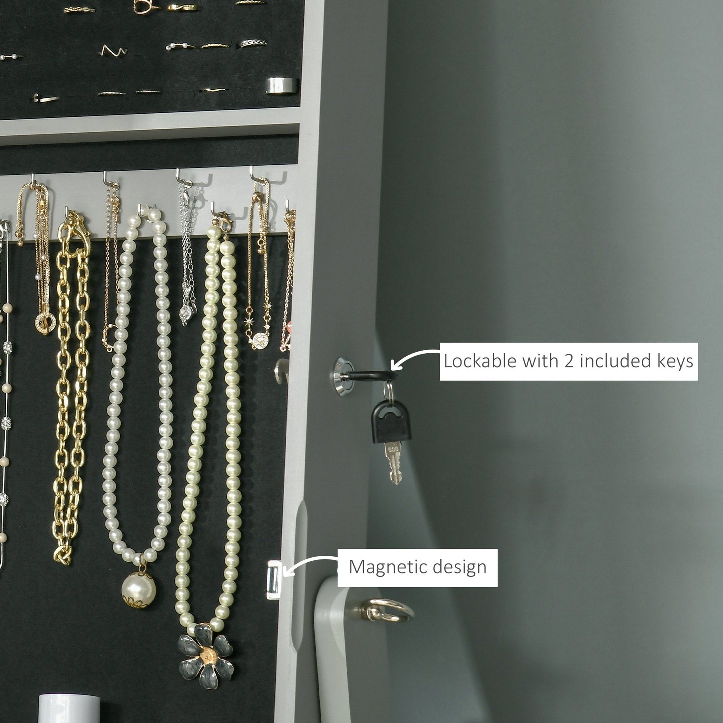 Homcom Jewellery Cabinet with Full-Length Mirror