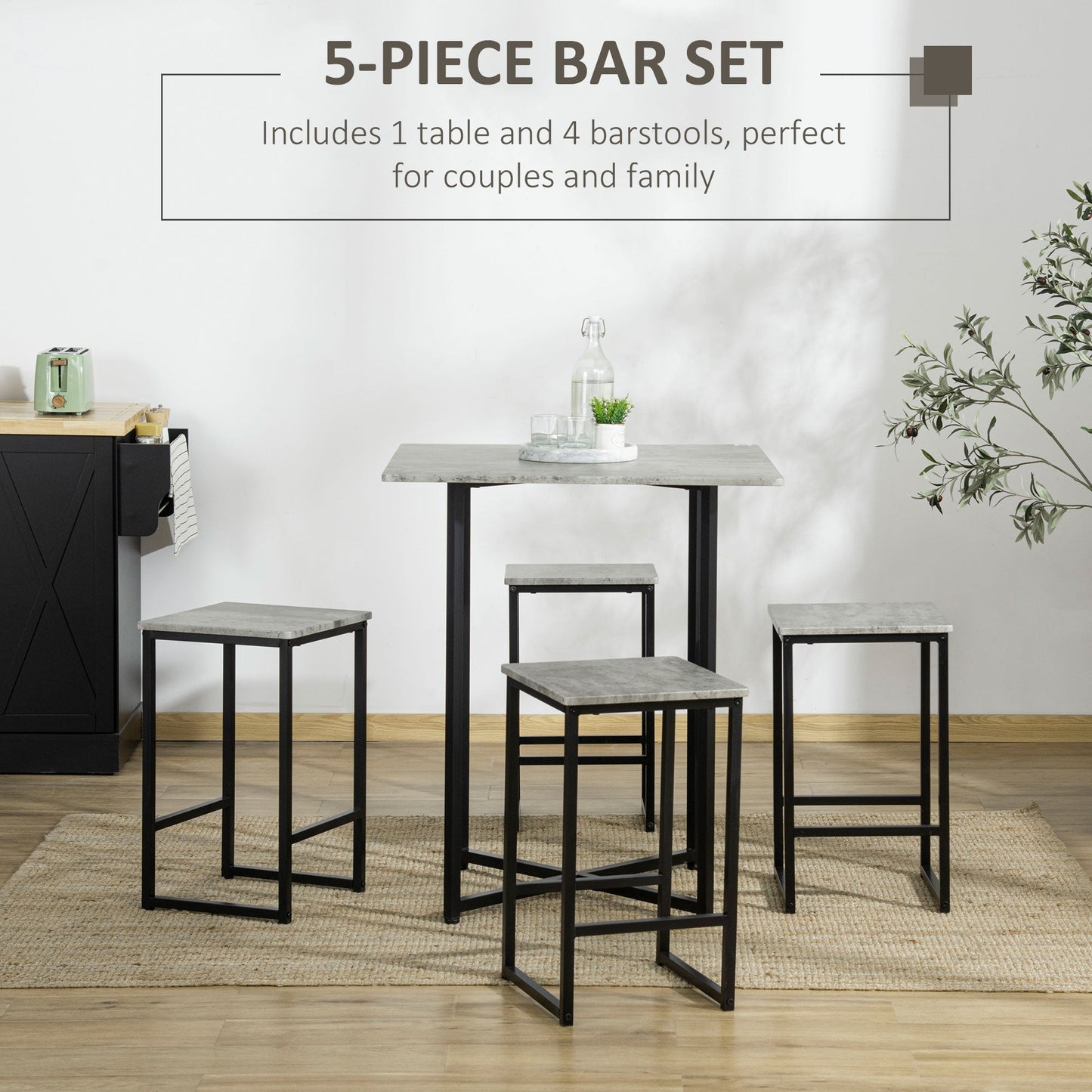 Square Bar Table with Stools