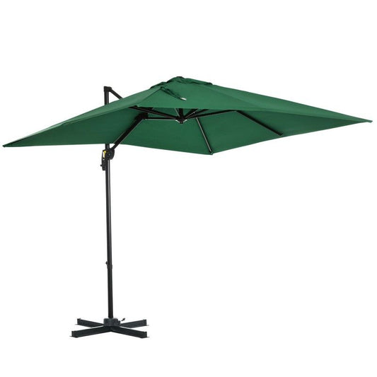 Outsunny Outsunny Square Umbrella Parasol With360 Rotation 245Lx245Wx248H cm-Green