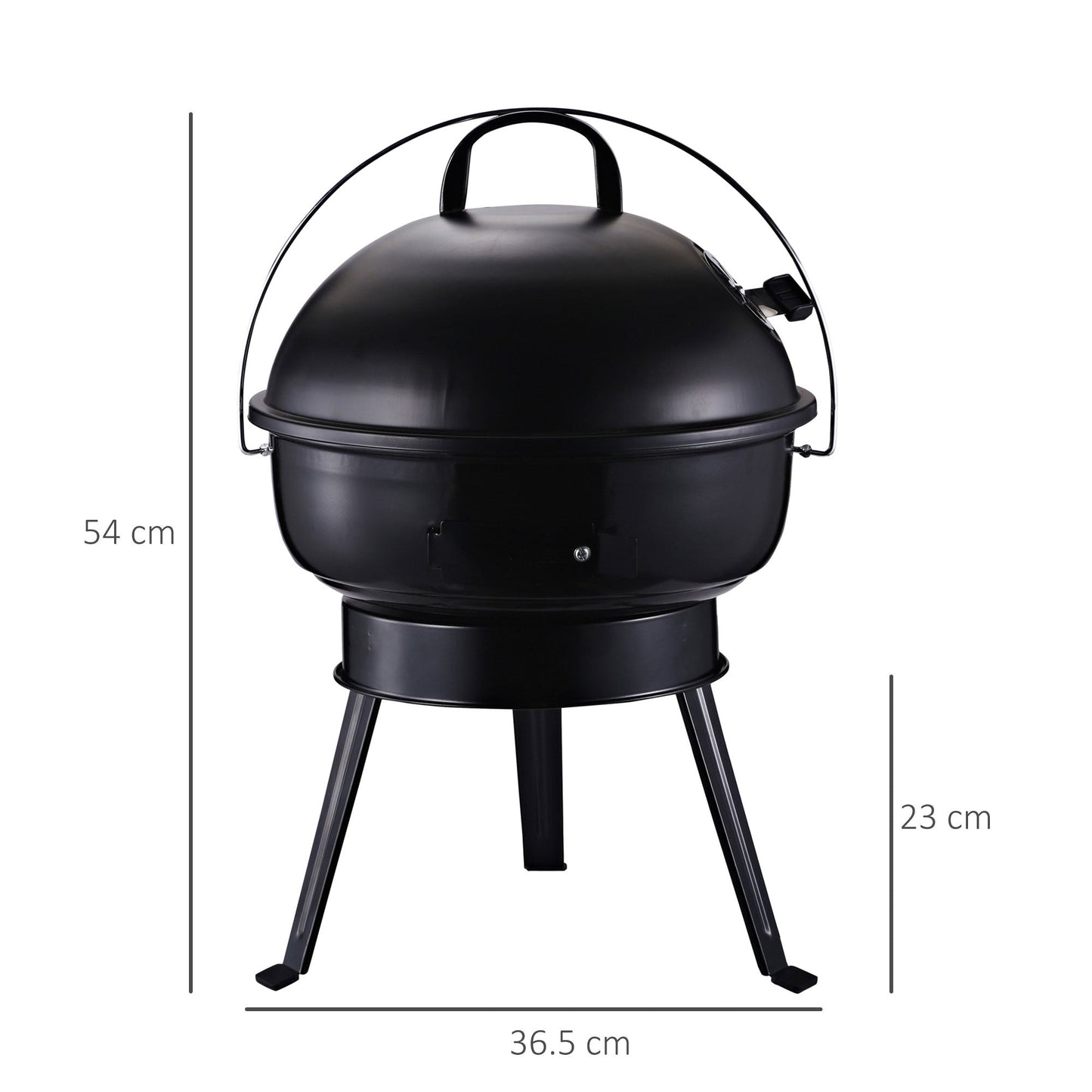 Metal Portable Tripod Charcoal BBQ Grill Black