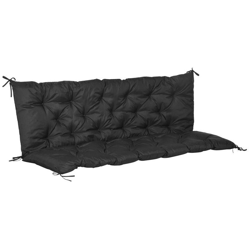 Outsunny Outsunny Three-Seater Padded Bench Cushion - Black