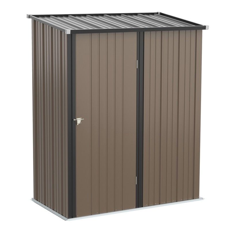 Steadfast Galvanised 5.3 x 3.1' Single Door Pent Garden Store Steel Brown by Steadfast