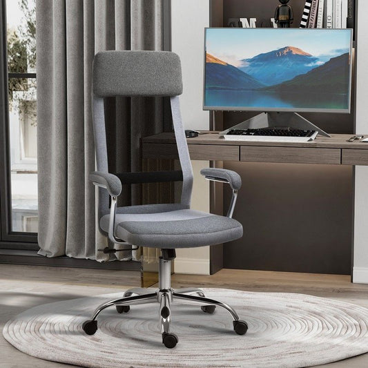 Vinsetto Vinsetto Office Chair Linen-Feel Mesh Fabric High Back Swivel Computer Task Desk Chair For Home With Arm Wheels Grey