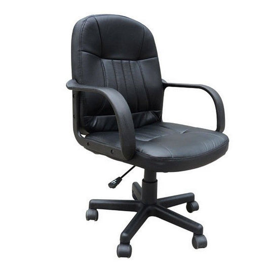 Homcom Homcom Pu Leather 360 Swivel Home Office Chair With Armrest Black