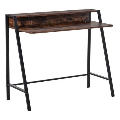 Homcom Homcom Industrial-Style Writing Desk With Top Shelf - Brown