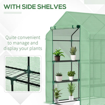 Walk in Garden Greenhouse with Shelves Polytunnel Steeple Green house Grow House Removable Cover 143x138x190cm