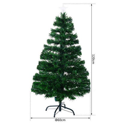 4 Foot Pre-Lit Fibre Optic Artificial Christmas Tree Holiday Xmas Décor with Tree Topper Multi-Colour