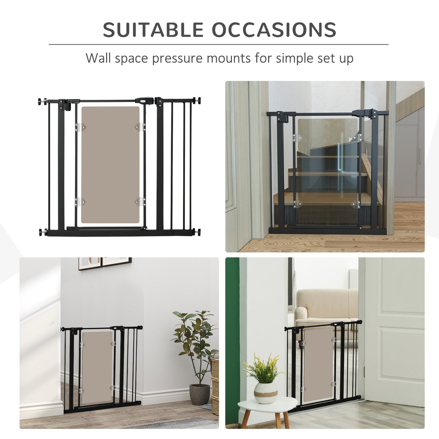 PawHut Pressure Fit Safety Gate for Doorways and Staircases