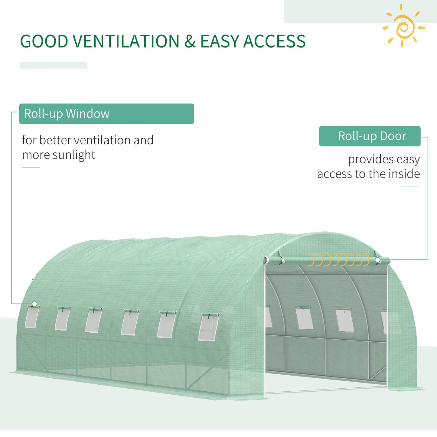 6L x 3W x 2H M Greenhouse Walk-in Polytunnel Outdoor Garden Flower Vegetable Planter 25mm Diameter Galvanised Steel Frame w/ Zipped Door