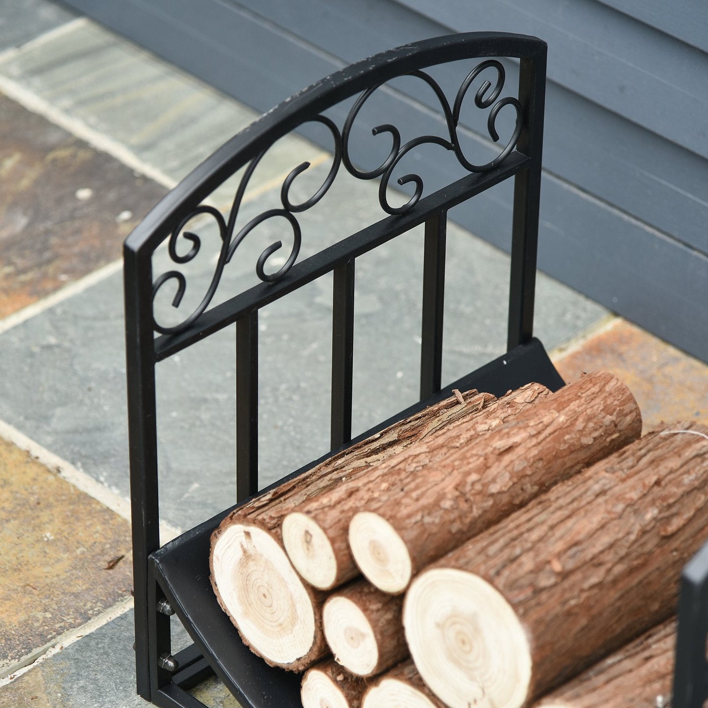 Iron Arched Log Rack Black