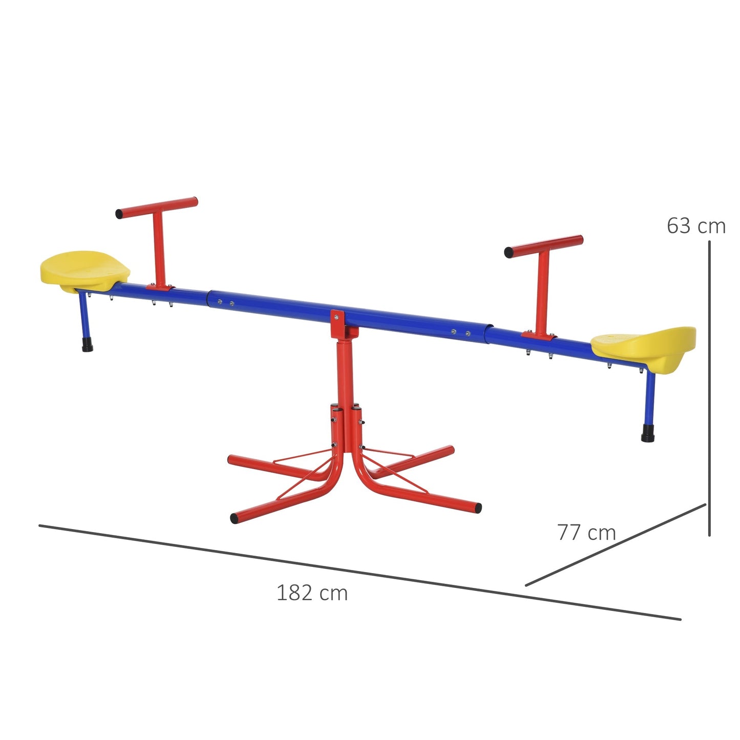 Kids 360 Degree Rotating Metal Seesaw Swivel Teeter Totter Children's Playground Equipment for Garden Outdoor Indoor Swing