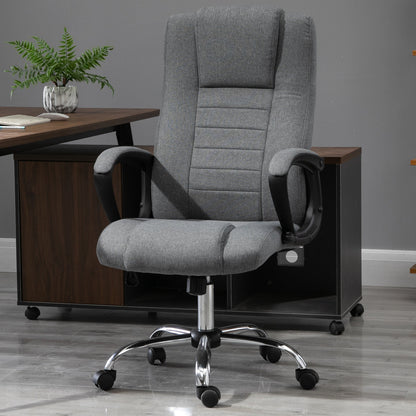 Vinsetto Linen Upholstered Tilting Home Office Chair Grey