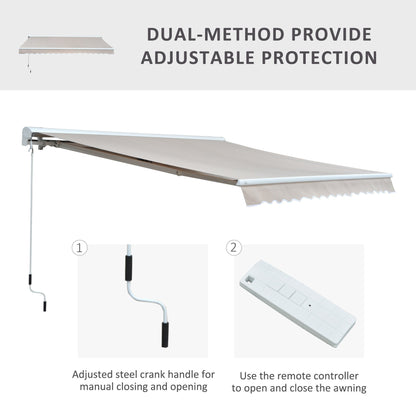 3.5Lx2.5M Retractable Manual/Electric Awning-Cream White/White