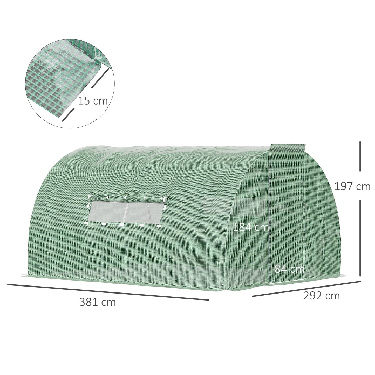 Outsunny Reinforced Walk In Polytunnel Greenhouse 4X3X2 M