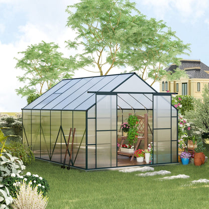 Aluminum Greenhouse Polycarbonate Walk-in Garden Greenhouse Kit with Adjustable Roof Vent