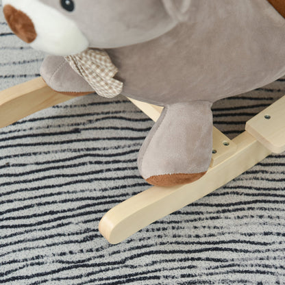 Toddlers Plush Bear Rocking Horse Grey