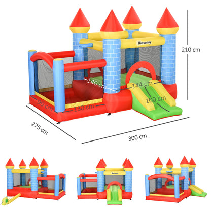 Kids Bounce Castle Inflatable Trampoline Slide Pool Basket for Kids Age 3-10