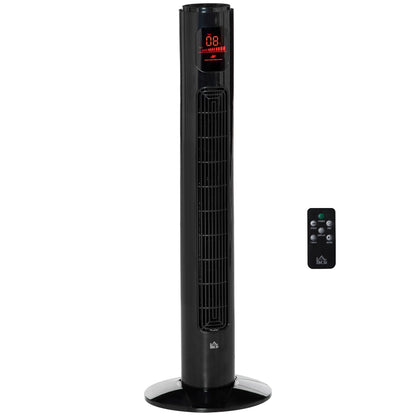 12" Oscillating Three Speed Tower Fan With Timer Black