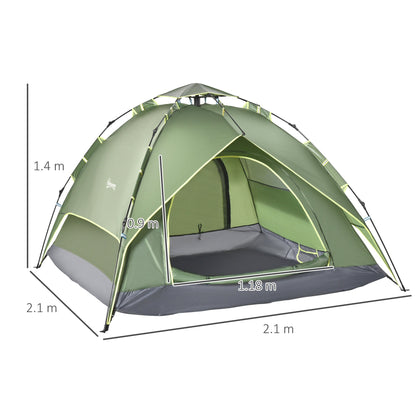 3 Man Camping Tent Automatic Pop Up Tent Portable Double Layer for Festival Hiking Family Travel Shelter