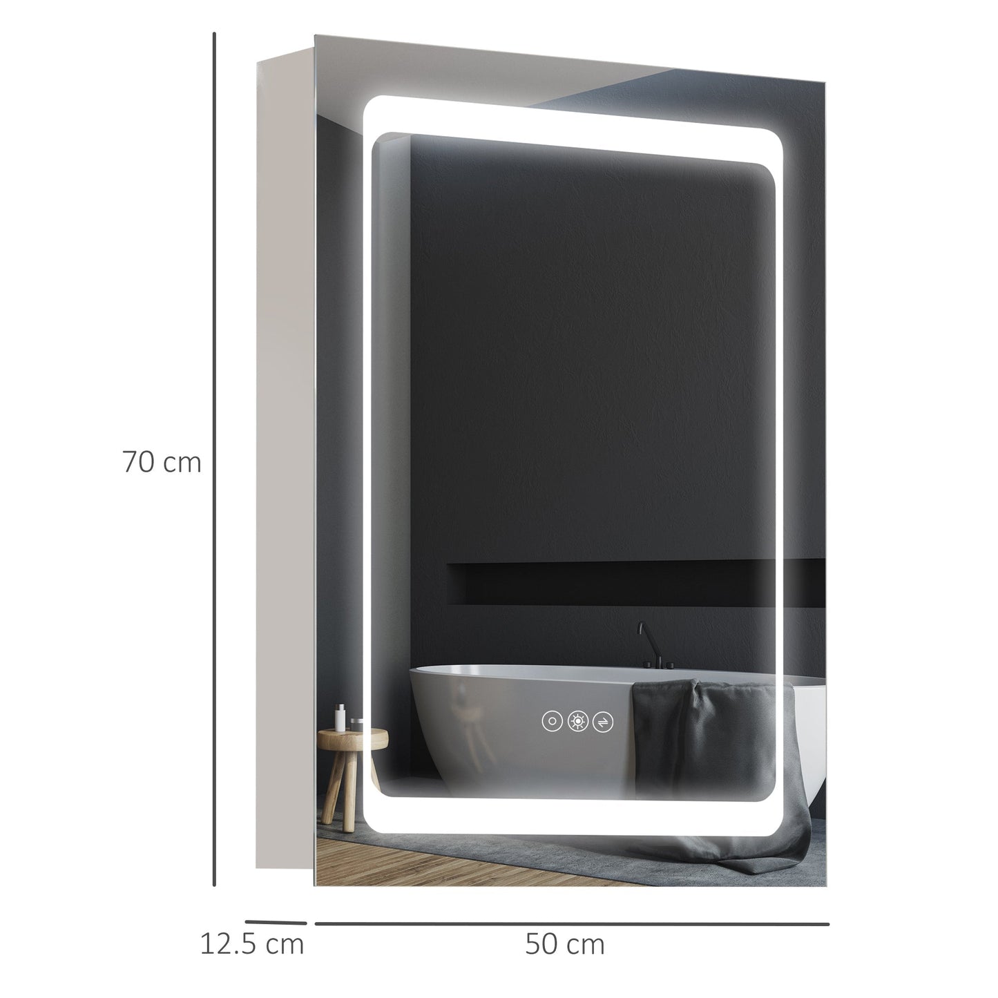 kleankin LED Illuminated Bathroom Mirror Cabinet with LED Lights