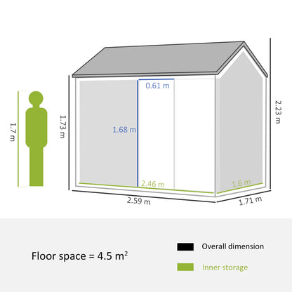 Barn 8 x 6' Double Door Reverse Apex Garden Shed With Window & Air Vents Steel Grey by Steadfast