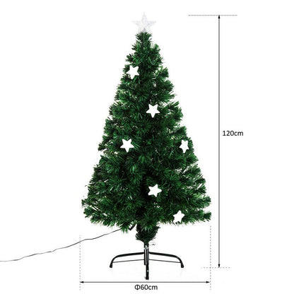 Homcom 4 Foot Prelit Artificial Christmas Tree Fibre Optic Star LED Light with LED Light for Indoor Party