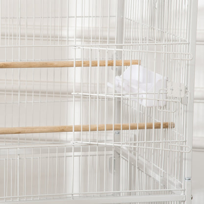 Grille 132cm Bird Cage Wheeled White by Pawhut