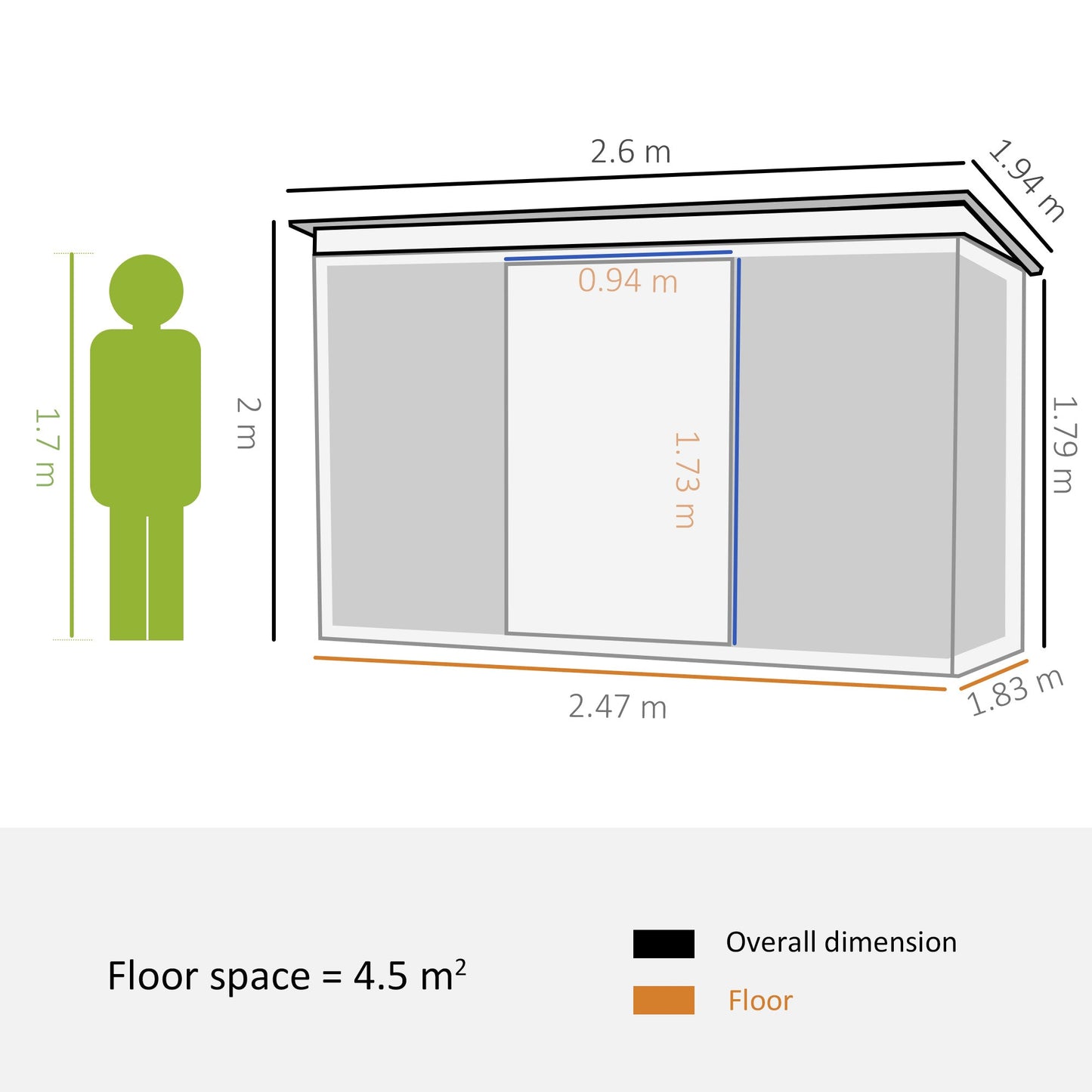 Lightsky 8.5 x 6' Double Door Pent Garden Shed Steel Green by Steadfast