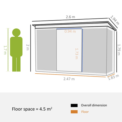 Lightsky 8.5 x 6' Double Door Pent Garden Shed Steel Green by Steadfast