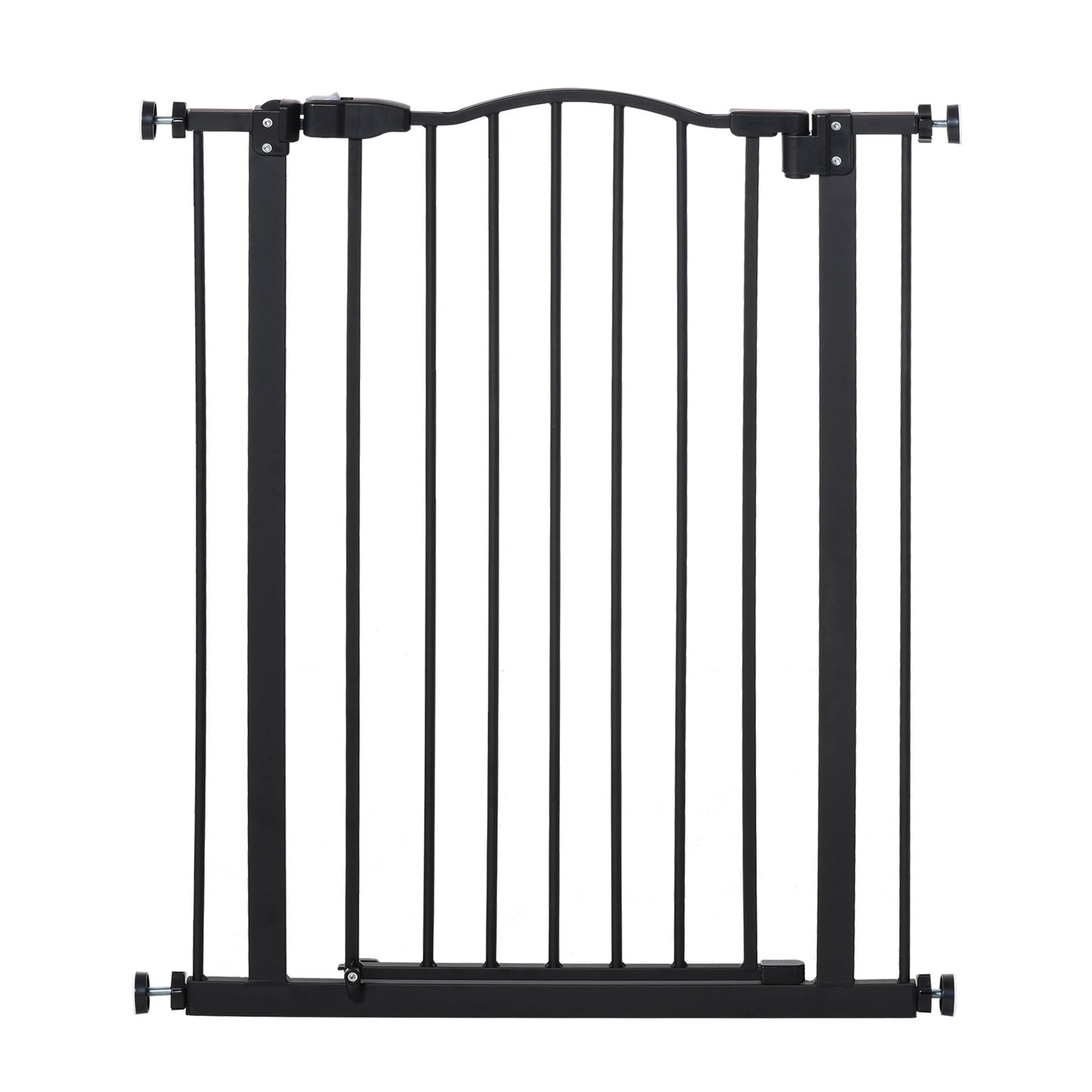 PawHut 74-84cm Adjustable Metal Pet Gate Safety Barrier w/ Auto-Close Door Black