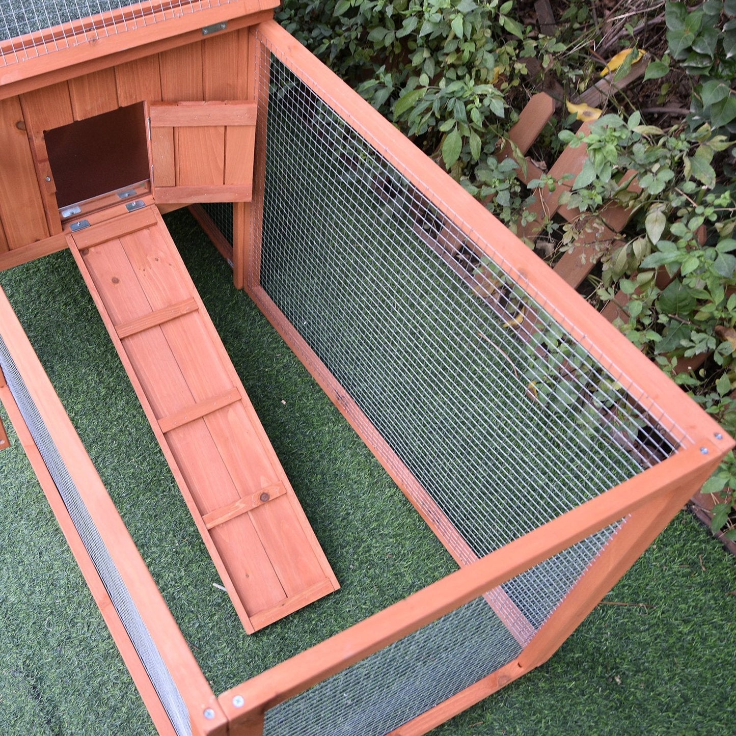 PawHut 2 Floor Wooden Rabbit Hutch House Bunny Coop Outdoor Garden Backyard