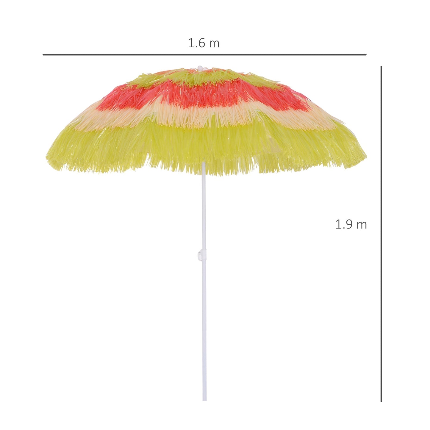 Patio Garden Hawaii Beach Sun Umbrella Sunshade Hawaiian Folding Tilting Crank Parasol Multicolor