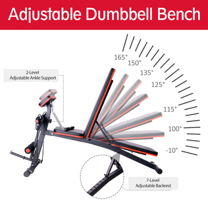 Foldable Adjustable Dumbbell Weight Lifting Sit Up Ab Bench Home Training Gym Incline Multiuse Workout Exercise Fitness