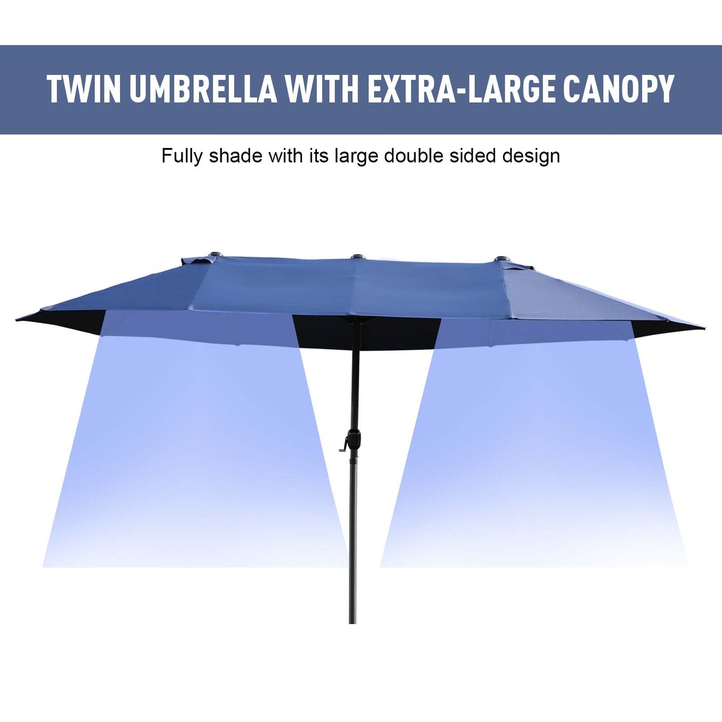 Outsunny Double-Side Umbrella Parasol Diameter 2.7X4.6Wx2.4H M-Blue