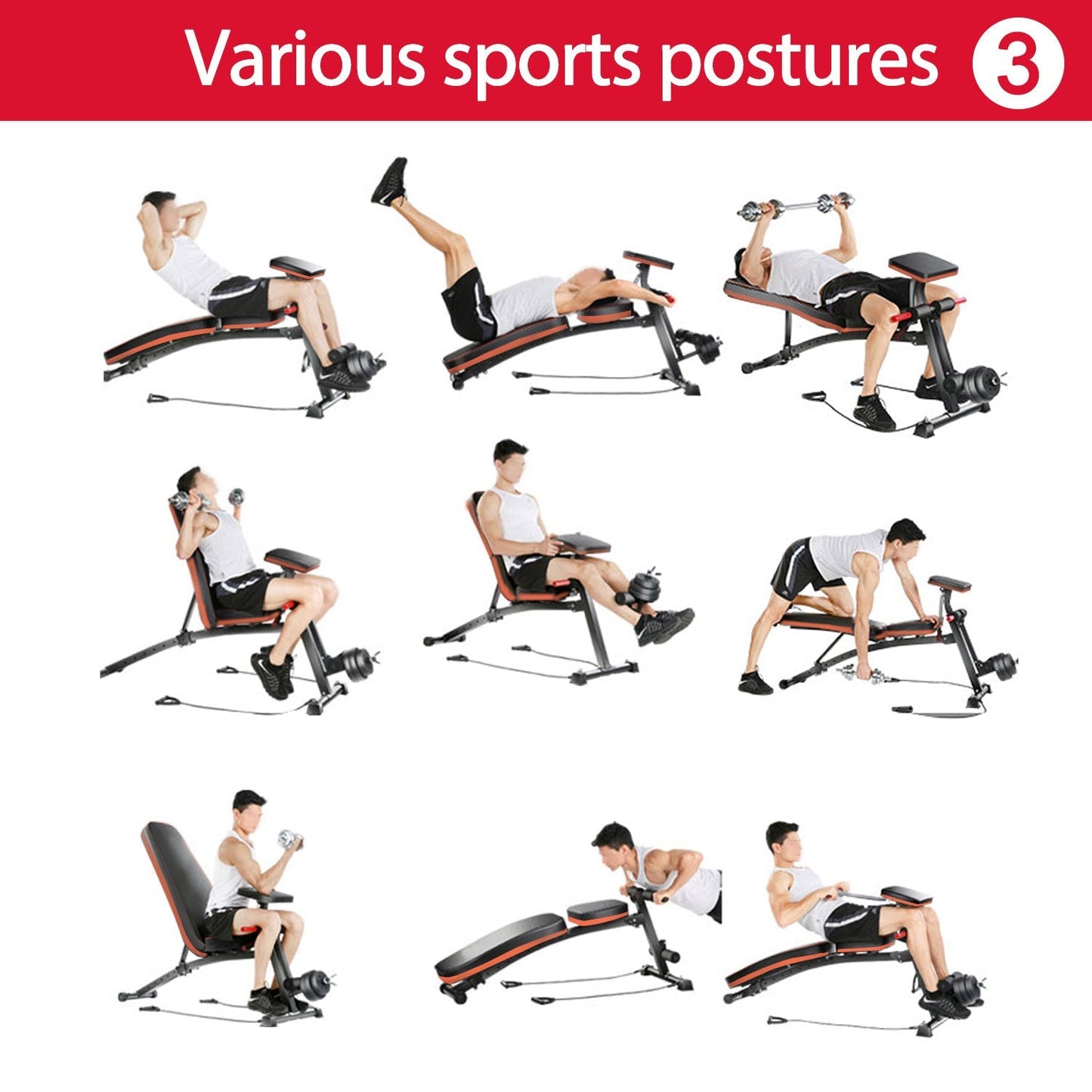 Foldable Adjustable Dumbbell Weight Lifting Sit Up Ab Bench Home Training Gym Incline Multiuse Workout Exercise Fitness