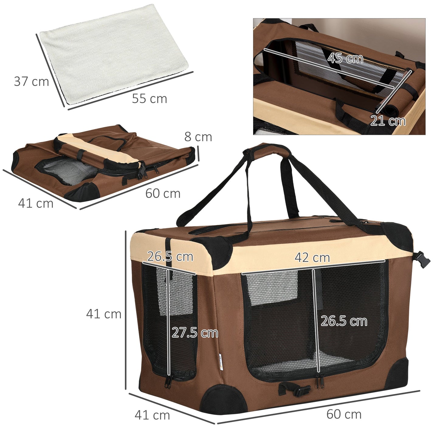 PawHut 60cm Foldable Pet Carrier