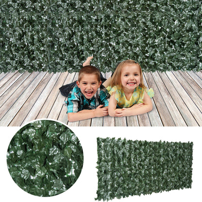 Artificial Leaf Hedge Screen Privacy Fence Panel for Garden Outdoor Indoor Decor 2.4M x 1M Dark Green