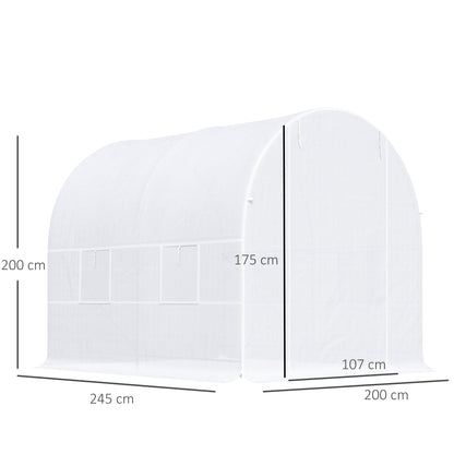 250L×200W×200H cm Walk-in Greenhouse-White