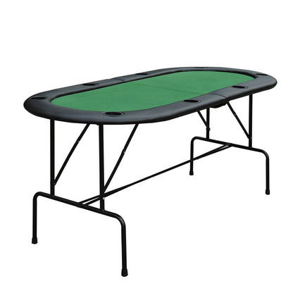 Poker Table 1.85m Folding Top for 8 Players Casino with Chip Trays Drink Holders