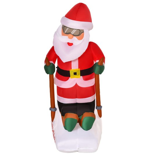 4 Foot Christmas Inflatable Decoration with Santa Claus Skiing for Party Holiday