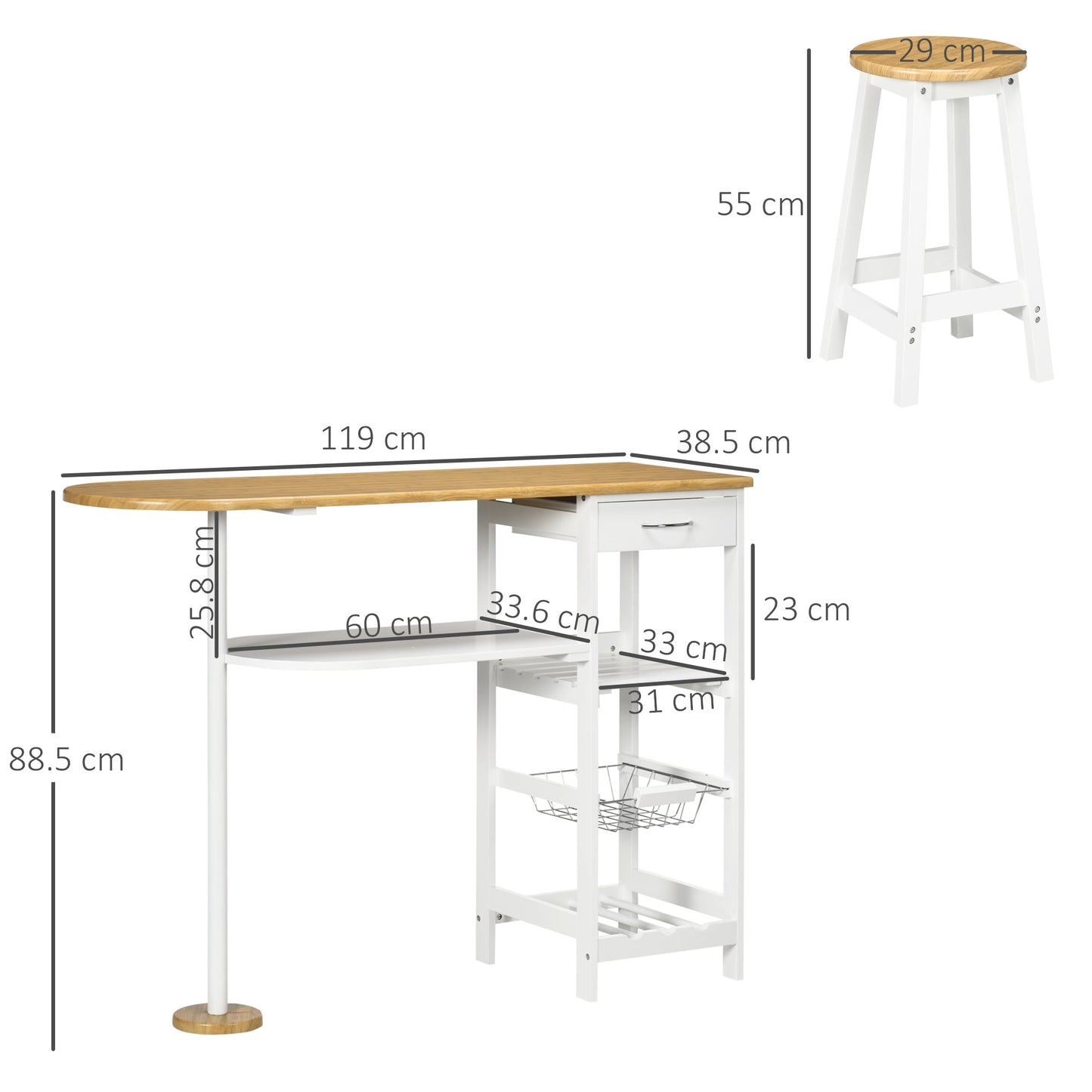 3-Piece Bar Table Set