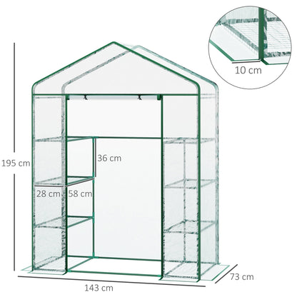 Metal Frame Walk in Grow Herb Plant Portable Greenhouse Transparent 143 L x 73W x 195H cm