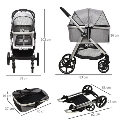 PawHut 3 in 1 One-Click Foldable Pet Stroller