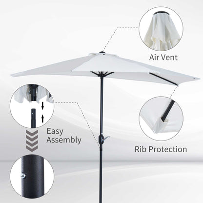 2.7m Balcony Half Parasol 5 Steel Ribs Construction Garden Outdoor Umbrella Cream White