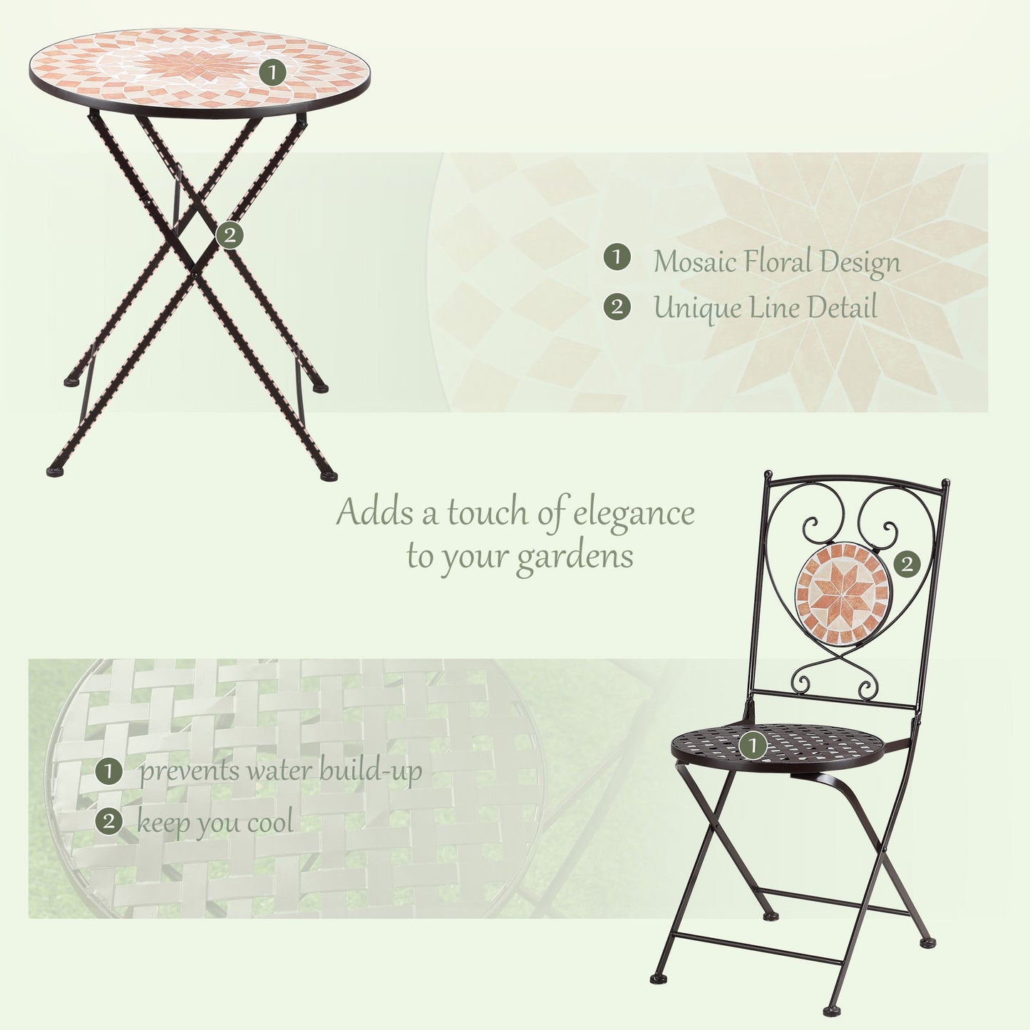 3-Piece Mosaic Bistro Set