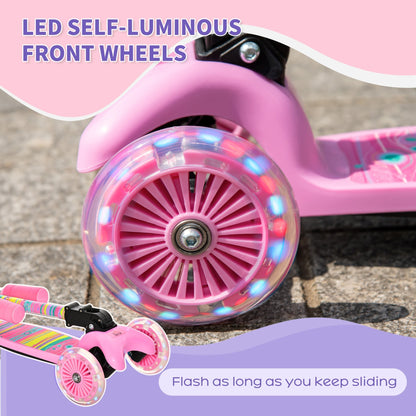 Foldable Scooter for Kids with 3 Wheel Adjustable Height Flashing Wheels