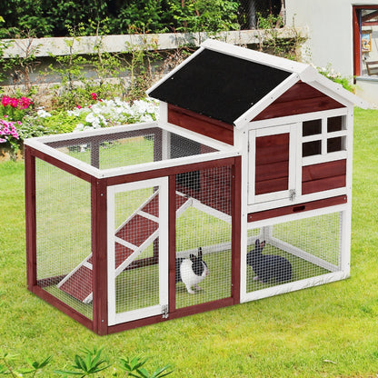 PawHut 2 Tier Rabbit Hutch Outdoor