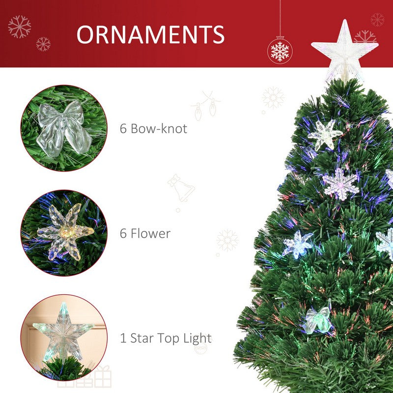 3 Foot Prelit Artificial Christmas Tree Fiber Optic LED Light Holiday Home Xmas Decoration Tree with Foldable Feet